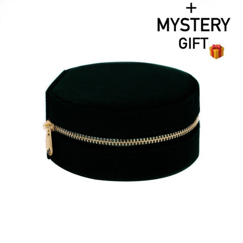 BLACK VELVET ROUND JEWELLERY BOX